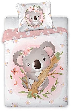 Kinderbettwäsche 100x135 cm aus 100% Baumwolle Weich und farbenfroh | Bettwäsche Kinder Perfekt für Mädchen und Jungen | Hochwertig und pflegeleicht Baby Bettwäshe mit Reißverschluss | Koala 015