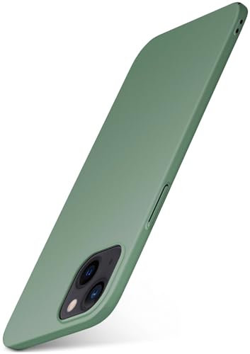 moex Alpha Case für Apple iPhone 15 Plus Hülle Ultra Dünn, Schutzhülle mit erhöhtem Kameraschutz, Slim Cover Hardcase Backcover, Dünnste Handyhülle Minimalistisch, Matt Oliv