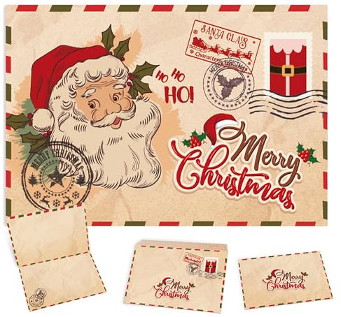Weihnachtskarten mit Umschlag Set 15 Stück A6 – Nachhaltige Klappkarten aus Kraftpapier mit festlichen Designs, Weihnachtsgrußkarten für Familie, Freunde & Kollegen – Klassisch & stilvoll