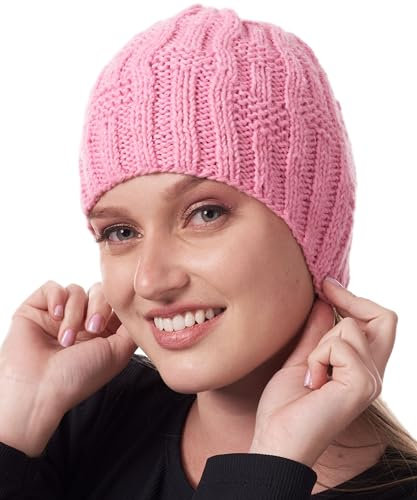 INTI ALPACA Rosa Handgemachte Alpaka Beanie Mütze mit Pom Pom - Wintermütze für Outdoor und Indoor, Pink, Einheitsgröße