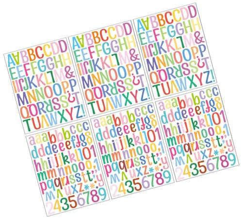 Ciieeo 6blätter Teiliges Selbstklebende Buchstaben Und Zahlenaufkleber Vinyl Wanddekoration Für Kreative -projekte Für Kinderzimmer Klassenzimmer Und Persönliche Gestaltung