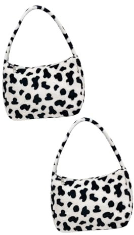 PACKOVE 2st Achseltasche Umhängetasche Aus Kunstpelz Umhängetasche Mit Kuhmuster Mini-handtasche Tier-umhängetasche Tierische Umhängetasche Fell Aufbewahrungstaschen Plüsch Bote Damen
