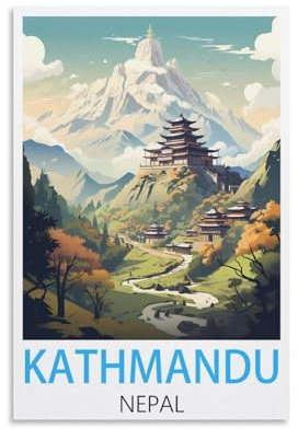 KmoNo Kathmandu Nepal Vintage-Reise-Poster, 20 x 30 cm, Wanddekoration, Gemälde, Leinwand, Wandkunst, Wohnzimmer, Schlafzimmer