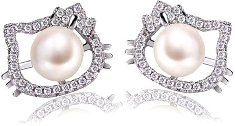 Anime Ohrringe Katzen Ohrringe Damen Sterling Silber Süßwasser Perlen Cubic Zircons Ohrringe Katze Anime Schmuck für Mädchen Anime Geschenk