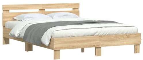 vidaXL Cadre de lit avec LED sans Matelas chêne Sonoma 140x200 cm