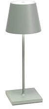 Zafferano, Poldina Pro Mini Lampe, Wiederaufladbare Kabellose Tischlampe mit Touch-Steuerung, geeignet für Innen und Außen, Dimmer, 2200-3000K, Höhe 11,8 Zoll, Salbeigrün