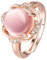 CALLARON vergoldete Ringe klassischer Ring Diamant-Ring Mädchenringe Edelsteinringe Mädchen klingeln Ring aus Roségold Silberringe Ring aus Rosenquarz Hibiskus-Stein Juhu Rosa
