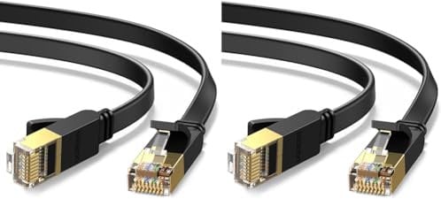 UGREEN Cat 7 Ethernet Cable High-Speed Flat Gigabit RJ45 LAN Patch Cord with 10Gbps 600Mhz/s FTP POE Compatible with Internet, Router, Modem, Smart TV, PC & Laptop PS5 PS4 Switch Modem (2M)