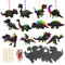 MONCAP 48 Stück Dinosaurier Kratzbilder Kinder Dinosaurier Bastelset Kratzpapier Dinosaurier Kreativ DIY Dinosaurier Scratch Art mit Holzstiften für Junge Mädchen Kindergeburtstag Party Mitgebsel