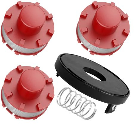 Bobina de Repuesto para Einhell, 3405096, Carrete de Hilo de Recortadora con Tapas y Resorte TLE-01-1, Compatible con GE-CT 36/30 LI E Solo, AGILLO 18/200 (Carrete*3+Tapas*1+Resorte*1