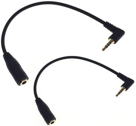 ZHHSUNY 2.5mm Male to 3.5mm Female Audio Cable Headphone Adapter, 90Deg 4 Pole Stereo Earphone Headset Converter