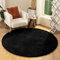 Latepis Teppich Rund 180 cm Schwarz Hochflor Flauschiger Wohnzimmer Runder Kunstfell Teppich Schlafzimmer Fellteppich Waschbar Groß