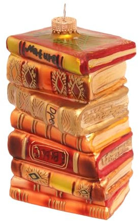 Krebs Glas Lauscha - Weihnachtsdekoration/Christbaumschmuck aus Glas - Antiker Bücherstapel - Farbe: Bunt - Größe: ca. 10 cm