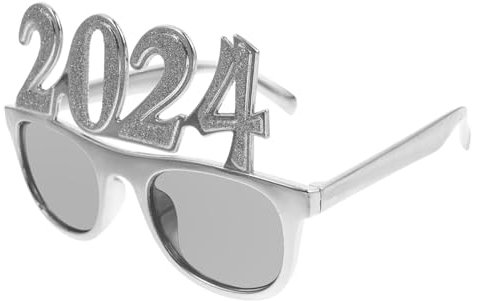 Warmhm 2024 leuchtbrillen silvesterbrillen ferngläser silvesterdekoko Zubehör für Jubiläumsfeiern kreative Brillen Partyzubehör Partydekorationen für das Neue Jahr -Objektive Silver