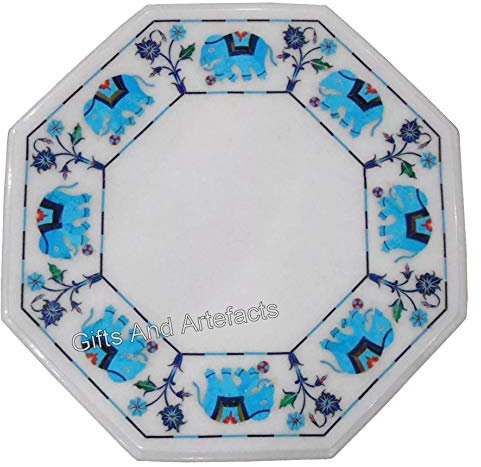 Gifts And Artefacts Türkis Tischplatte I Couchtischplatte I Natur Kunst Tischplatte I Flur Tischplatte I Marmor Beistelltischplatte 30,5 x 30,5 cm