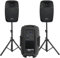 12inch PA Speaker System, 1000W High Powered Bluetooth Compatible Active + Passive Pair Outdoor Sound Speakers, Outdoor Karaoke Machine，FM Radio, Remote Control, 2 Speaker Stand, Supports SD Card/USB