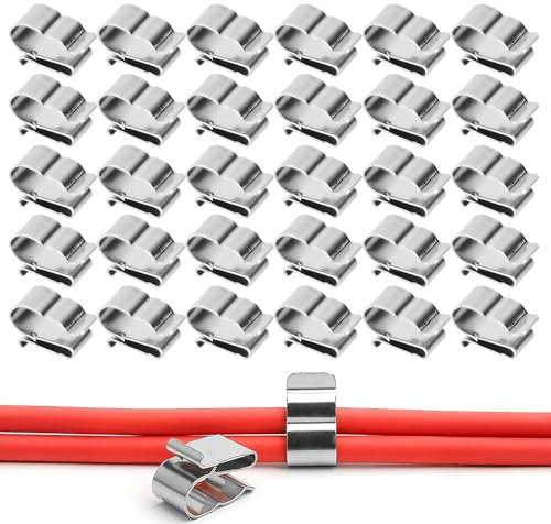 ZWWOGE 30 Pcs Clips de Fixation Cable Electrique, En acier Inoxydable, Support Clips Cable Management, Système de Gestion de Câbles pour Solaire Photovoltaïque Clips de Câble