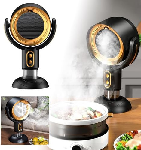 Portable Extractor Fan,Smoke Away Purifier Fan,Desktop Range Hood with 2 Speed Adjustment,Removable and Washable Filter,Large Oil Collection Cup,Kitchen Smoke Purifier for BBQ Hot Pot (rechargeable)
