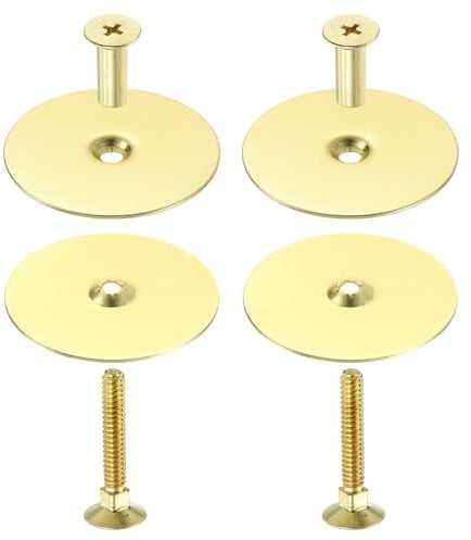 sourcing map Juego de 16 placas redondas de 2-5/8 pulgadas de diámetro, placa de metal para perilla de puerta, placa de llenado de agujeros con tornillos de conexión, oro de imitación