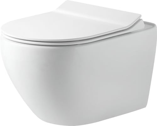 Primaster Wand WC spülrandlos Salvando Tiefspüler weiß inkl. WC Sitz Wand-WC