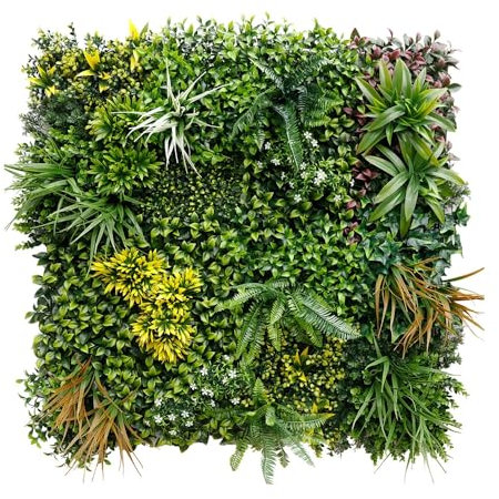 BONERVA | Jardín Vertical Artificial Mahón | Pack 1 Pieza 100 x 100 cm (1m²) | para Interior y Exterior | Muro Verde Artificial para hogar, restaurantes, oficinas, etc. | MAL1200