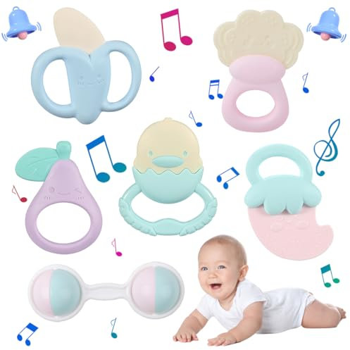Juegos Para Bebés De 0 A 3, 6 Y 12 Meses, 6 Piezas De Sonajeros Para Bebés, Sonajeros Sensoriales Para Niños, Regalo Para Bebés