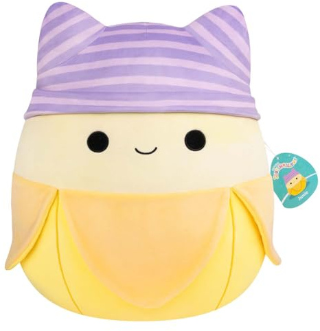 Squishmallows SQCR08608 - Junie die Banane mit Katzenmütze 40 cm, offizielles Jazwares Plüsch, superweiches Kuscheltier