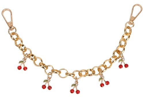 BOXOB Porte-Clés Cerise, Doré Mignon Bijou de Sac Cerise Porte-Clés avec 5 Pendentifs Décoratifs pour Femme Sac à Main Accessoires