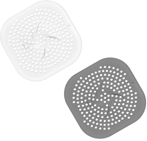 Funalix 2 Stück Abflusssieb Silikon, Abfluss-Schutz mit Saugnapf – Abflusssieb Dusche Haarfänger & Badewanne Abflussabdeckung – Haarsieb für Badezimmer, Küchenspüle & Waschbecken (Grau & Weiß)