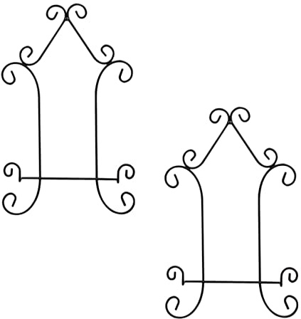 PERSELOSO 2pcs Iron Plate Holder Wall Display Rack Vintage Minimalist Artwork Stand for Platters Trays Books Decorative Plates Home Store Organization