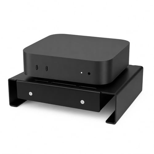 Aluminum Mini PC Cooler Stand with 120mm Fan | Desktop Cooling Base for Mac Mini, Router, Modem, Network Switch & TV Box - Heavy Duty Thermal Stand, USB Powered, Black