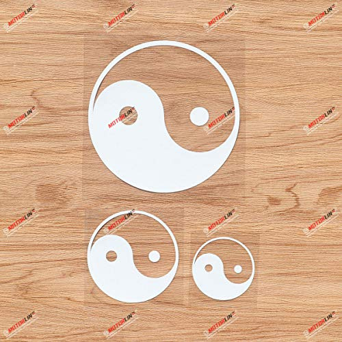 Yin Yang, chinesisches Taichi-Symbol, Ying Yang, Vinyl-Aufkleber – 3er-Pack, weiß, 5,1 cm, 7,6 cm, 12,7 cm, Telefon