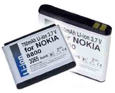 Akku für Nokia 8800 8800 Sirocco, Lithium-Ionen-Akku mit 750 mAh, Typ BP-6X
