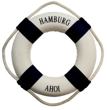 Deko-Rettungsring Hamburg AHOI blau, klein 14cm