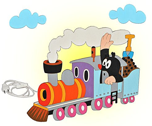 alles-meine.de GmbH Wandlampe Holz - der kleine Maulwurf - Pauli - Lampe mit Schalter für Kinder - Kinderzimmer Kinderlampe Wandleuchte Eisenbahn