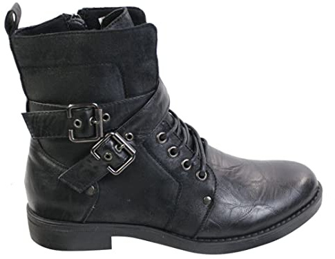 Mens Punk Rock Goth Elmo Ankle Boots Brown Black Leather Buckle-black 7