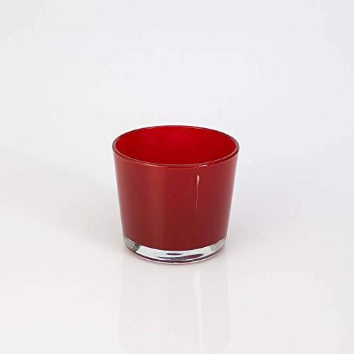 INNA-Glas Kleines Windlicht - Glasvase Alena, rot, 8,5cm, Ø 10cm - Tischlicht - Konische Vase
