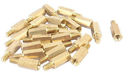 Sourcingmap 25 Pcs PC PCB Motherboard Brass Standoff Hexagonal Spacer M3 10+5mm
