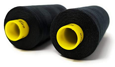 Gütermann GmbH Gutermann Mara 120 Allzweck-Nähgarn 2er-Set, Polyester, 1000 m Nähmaschinengarn, UV-beständig, Schwarz, 2