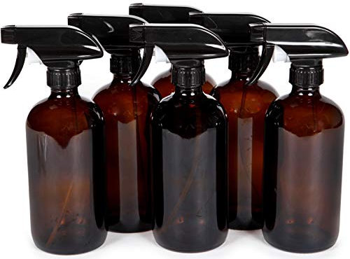 Vivaplex, 6 Grands flacons pulvérisateurs vides en Verre ambré de 473 ML avec pulvérisateurs Noirs