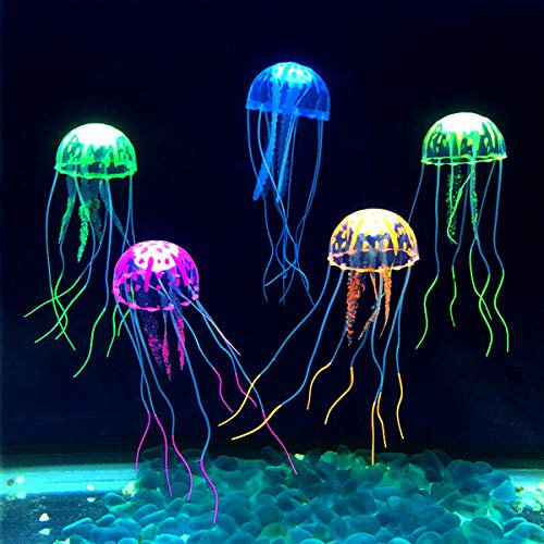 NATUCE künstliche Quallen, 6 Stück Leuchtende Quallen Aquariumdekoration zubehör - 15 x 5 cm