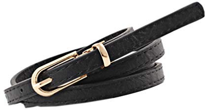 NUREINSS Damen Gürtel Kunstleder Gürtel für Jeans Kleid 1cm-Breite Schwarz