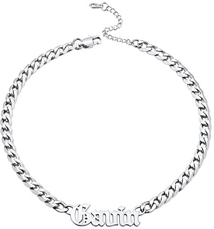 PROSTEEL Collana con Nome Argento Collana Donna Personalizzata Collana Acciacio Donna Personalizzata con Nome 45cm, Collana Nome Personalizzabile con Confezione Regalo
