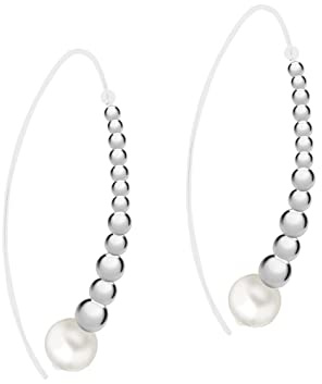 Tuscany Silver Women's Sterling Silver 9mm Fresh Water Pearls and Beads Drop Earrings