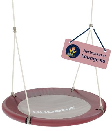 HUDORA Altalena a nido Lounge - Altalena nido con altezza regolabile e diametro da 90/110 cm per carico fino a 150kg - Altalena con seduta chiusa - Altalena familiare per interni ed esterni