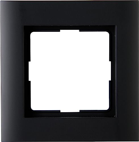 Kopp ATHENIS 1-fach Abdeckrahmen in Matt-Schwarz - 86 x 86 x 9,5 mm - Rahmen für Steckdosen & Schalter - Eleganter Steckdosenrahmen aus Kunststoff - Hochwertiger Lichtschalter-Rahmen