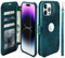VANAVAGY iPhone 15 Pro Max Wallet Case, Leather Flip Folio Shockproof Phone Cover [Screen Protector Included][Support Wireless Charging][Wrist Strap]with RFID Blocking Card Holder, Midnight Green
