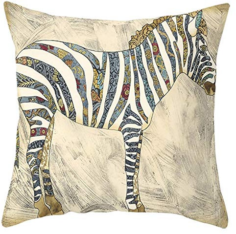 CEVAN Leinen Kissenbezüge XXL Kissenbezug Landhaus Beige Schwarz Kissenbezüge Für Loungemöbel Kissenhülle Seide Zebra Kissenbezüge Sofa Dekor 45x45 cm