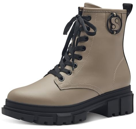 s.Oliver Damen Stiefeletten ohne Absatz zum Schnüren Vegan, Braun (Taupe), 42 EU