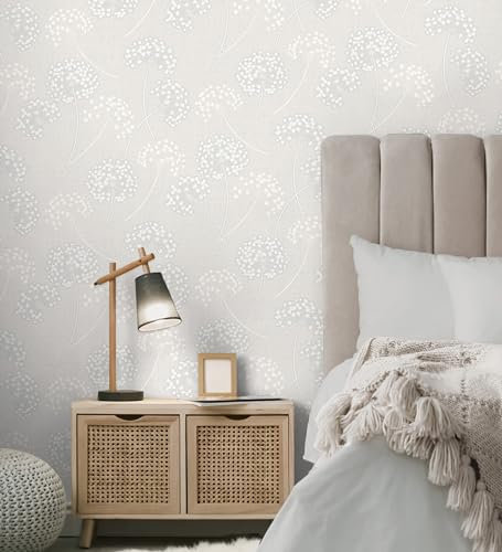 GAULAN - 500682368 Papier Peint Vinyle Pissenlit en Relief Style Nordique Couleur Gris Clair pour Mur Salon Cuisine Chambre Couloir Stanza Salle à Mange - Échantillon DIN A4